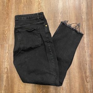 Black TopShop Raw Hem Moto Jean